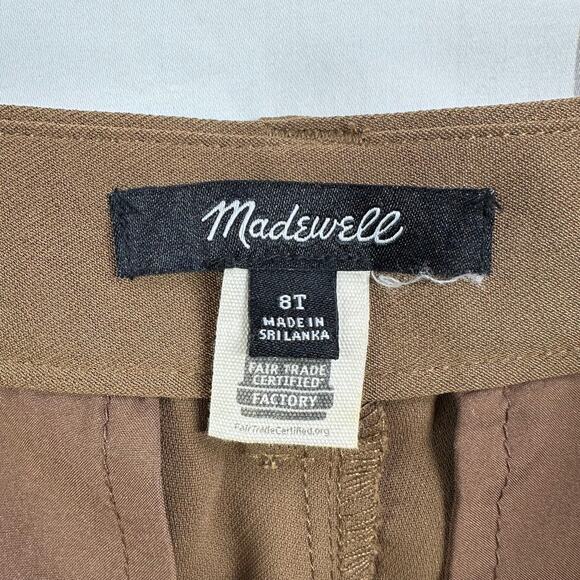 Madewell Pants Womens 8 Tall Brown Tan Pleated Tapered Leg Crepe High Rise Work - Picture 4 of 12
